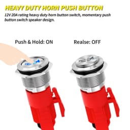 DaierTek Horn Button 12V 20A Heavy Duty 16MM Metal Horn Switch Speaker Blue LED Stainless Steel Momentary Push Button Switch