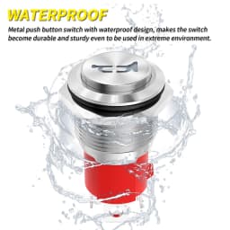 DaierTek Horn Button 12V 20A Heavy Duty 16MM Metal Horn Switch Speaker Blue LED Stainless Steel Momentary Push Button Switch