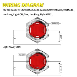 DaierTek Horn Button 12V 20A Heavy Duty 16MM Metal Horn Switch Speaker Blue LED Stainless Steel Momentary Push Button Switch