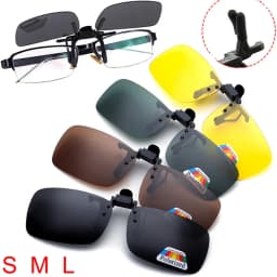 Unisex Grey Lenses Polarized Sunglasses Clip on Flip Up Men Women UV 380 Driving Fishing Night Vision Glasses Clips Anti Glare