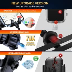 TOPK Metal Hook Car Phone Holder Air Vent Mount Stand for All Smartphones Upgraded Automobile Cell Phone Holder