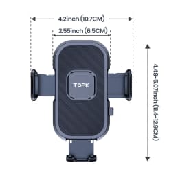 TOPK Metal Hook Car Phone Holder Air Vent Mount Stand for All Smartphones Upgraded Automobile Cell Phone Holder