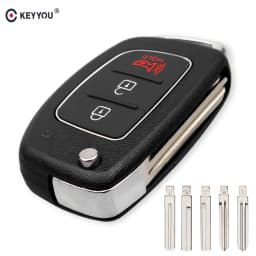 KEYYOU 3 Button Filp Car Remote Key Case For Hyundai HB20 IX35 I45 SANTA FE Accent I40 I20 HY15/HY20/TOY40 Uncut Blade Key shell