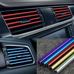 10 Pcs 20cm Car Air Conditioner Vent Outlet Trim Strips U Shape Chrome PVC Colorful Shiny for Car Decoration