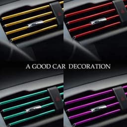 10 Pcs 20cm Car Air Conditioner Vent Outlet Trim Strips U Shape Chrome PVC Colorful Shiny for Car Decoration