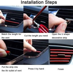 10 Pcs 20cm Car Air Conditioner Vent Outlet Trim Strips U Shape Chrome PVC Colorful Shiny for Car Decoration