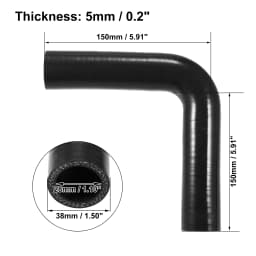 UXCELL 90 Degree 9.5/11/13/16/19/22/25/28/32/35/40/45/48/54MM Elbow Silicone Hose Coupler Intercooler Tube 150*150MM Black