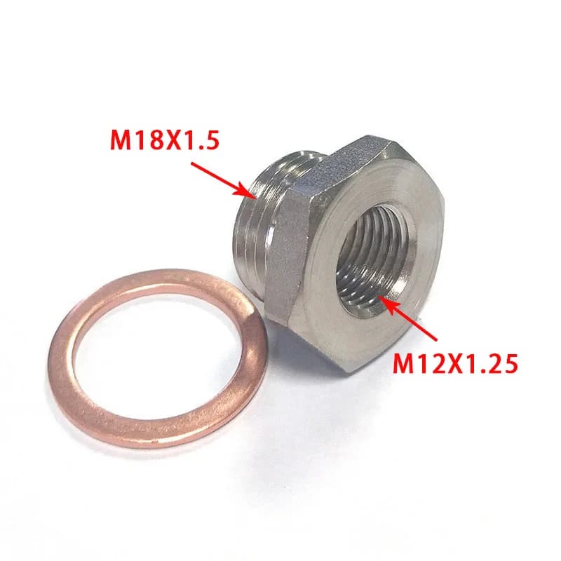 Exhaust O2 Oxygen Sensor Spacer Reducer Adapter M18 X 1.5mm to M12 X 1.25mm