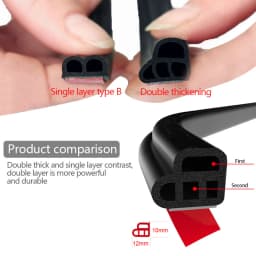 SEAMETAL Car Door Seal Strip Rubber Double Layer Sealing Protector Soundproof Waterproof Weather Strips for Car Door Hood Trunk