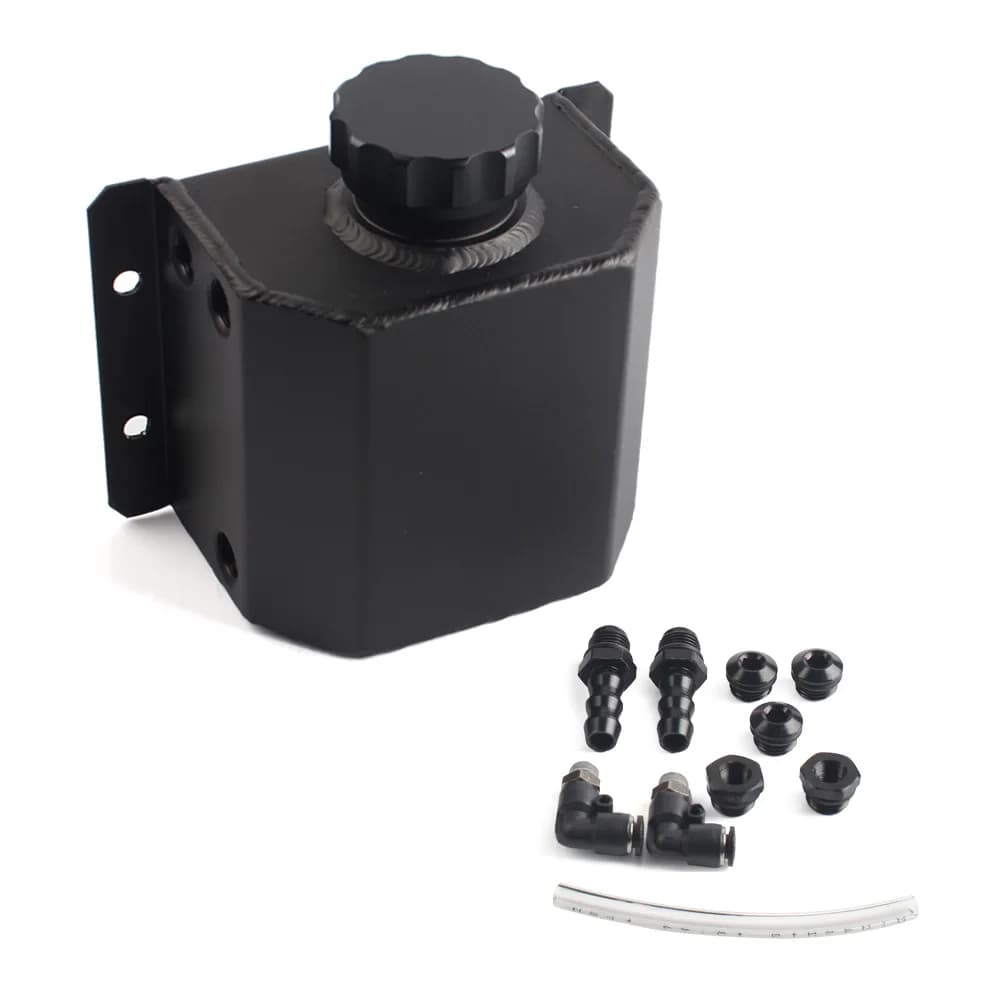 1L Aluminum Oil Catch Can Reservoir Tank With Drain Plug Breather Oil Tank Fuel Tank Universal Style