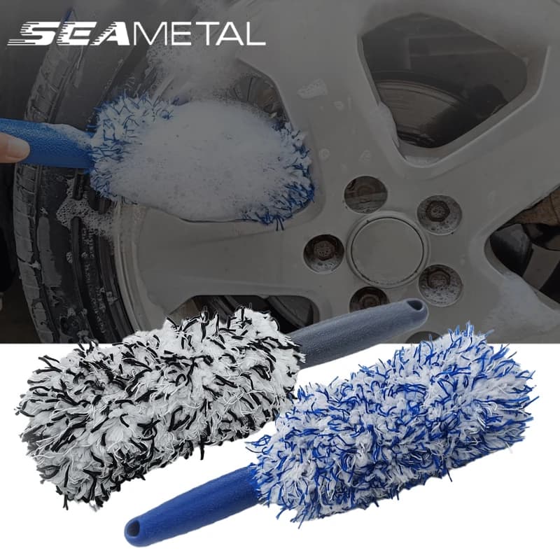 SEAMETAL Car Cleaning Brush Car Wash Portable Plush Wheel Tire Rim Brush Wash Tools for Car Motorcycle Wheel Tire Accessories