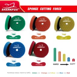 Sharkfox Polishing Pads 5/6 Inch Germany Foam Buff Sponge Pads Auto Car Buffing Pad Set for DA/RO Polisher Buffer Tools