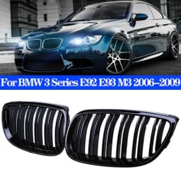 Gloss Black Racing Grill Double Line Slat Grille Car Front Bumper Grilles Kidney For BMW 3 Series E92 E93 M3 2006-2009 2 Door