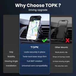 TOPK Gravity Car Phone Holder Air Vent Auto-Grip Mount Universal Stand for iPhone 15 14 Samsung Xiaomi Auto GPS Bracket
