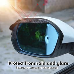 Car Rearview Mirror Rain Eyebrow Carbon Fiber Sun Visor Shade Protector Clear Vision Rain Auto Mirror Organizer Accessories