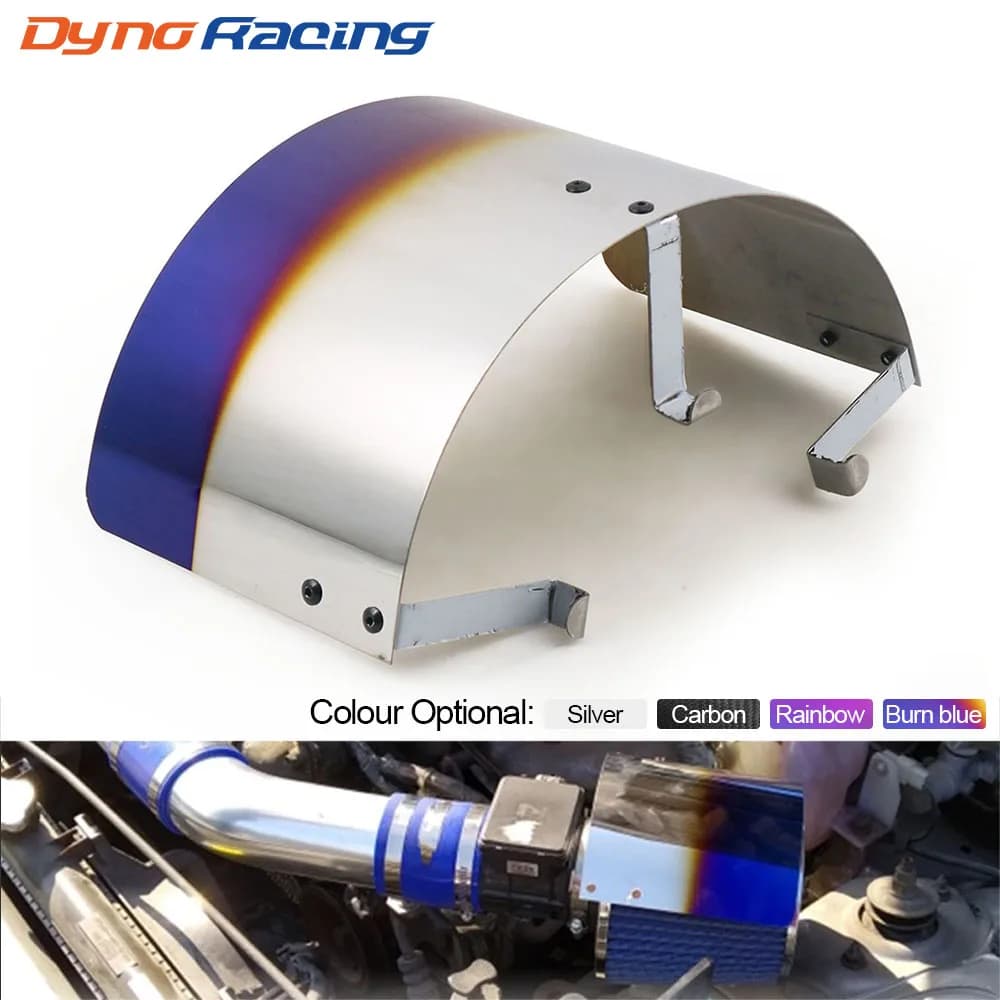 Universal Air Intake Filter Heat Shield Cover 2.5" TO 3.5" Stainless Steel Burnt Blue Sliver Neo Chrome Carbon filter BX100773