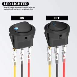 DaierTek 4PCS Round Rocker Switch 12V 20A Round Toggle Switch 12 Volt DC Lighted 3 Pin 2 Way SPST Switch for Automotive Car Boat
