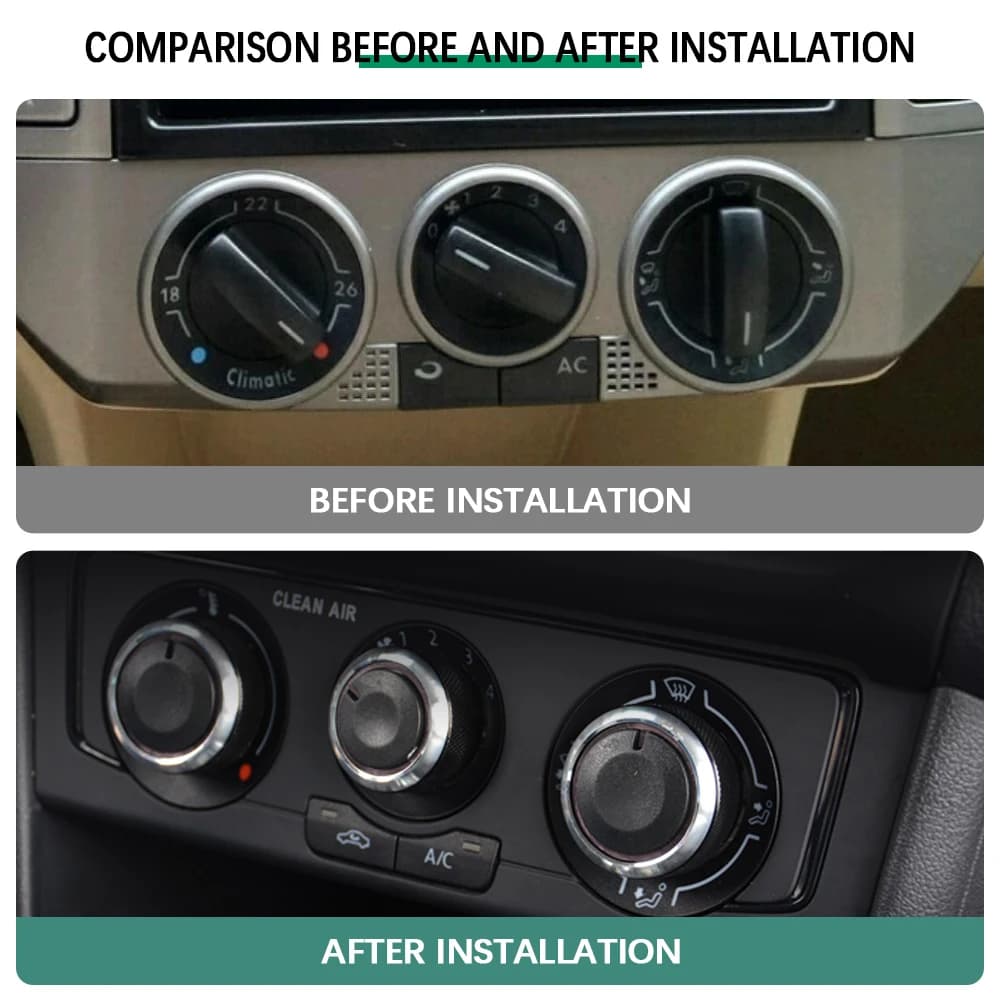 For VW POLO 2002-2013 2014 MK4 MK5 9N 9N3 6R 3Pcs/set Aluminum Alloy AC Knob Heat Control Switch Button Knob