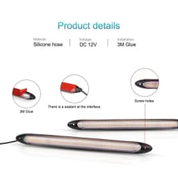 2pcs 12V LED DRL Strips Start Scaing Daytime Running Light for Car Headlights Flowing Turn Singal Yellow LED Driving Day Lights