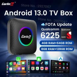 CarlinKit CarPlay Ai Box Android 13 SM6225 8 Cores 8G+128G Smart Android TV Box Wireless CarPlay Android Auto Support 512GB TF
