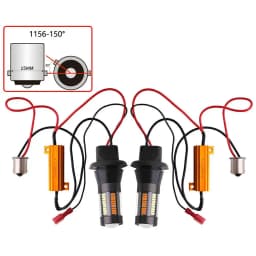 2PCS Dual Color 1156 BA15S BAU15S P21W PY21W T20 7440 LED Bulbs Canbus DRL Turn Signal Lights 4014 66 SMD White Amber Error Free