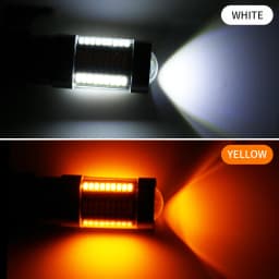 2PCS Dual Color 1156 BA15S BAU15S P21W PY21W T20 7440 LED Bulbs Canbus DRL Turn Signal Lights 4014 66 SMD White Amber Error Free