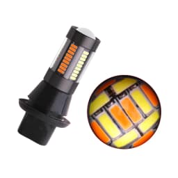 2PCS Dual Color 1156 BA15S BAU15S P21W PY21W T20 7440 LED Bulbs Canbus DRL Turn Signal Lights 4014 66 SMD White Amber Error Free