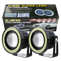 2X 30W Car Driving DRL Fog Lights COB Angel Eyes 64/76/89mm Ambient Lamps Waterproof Daytime Running Bulb Headlight Auto Lamp