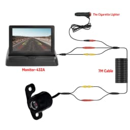 4.3 TFT LCD HD Screen Folding Car Monitor with Rear View Camera LED Backup for Vehicle Parking Easy Installation
