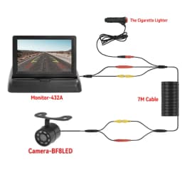 4.3 TFT LCD HD Screen Folding Car Monitor with Rear View Camera LED Backup for Vehicle Parking Easy Installation