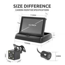 4.3 TFT LCD HD Screen Folding Car Monitor with Rear View Camera LED Backup for Vehicle Parking Easy Installation