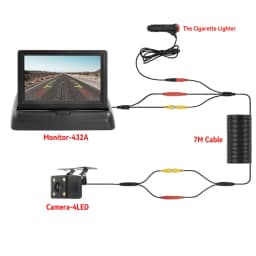 4.3 TFT LCD HD Screen Folding Car Monitor with Rear View Camera LED Backup for Vehicle Parking Easy Installation