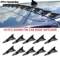 10Pcs Universal PU Rear Roof Shark Fins Spoiler Wing Kit Car Roof Spoiler Bumper Spoiler Shark Fin Diffuser Vortex Generator