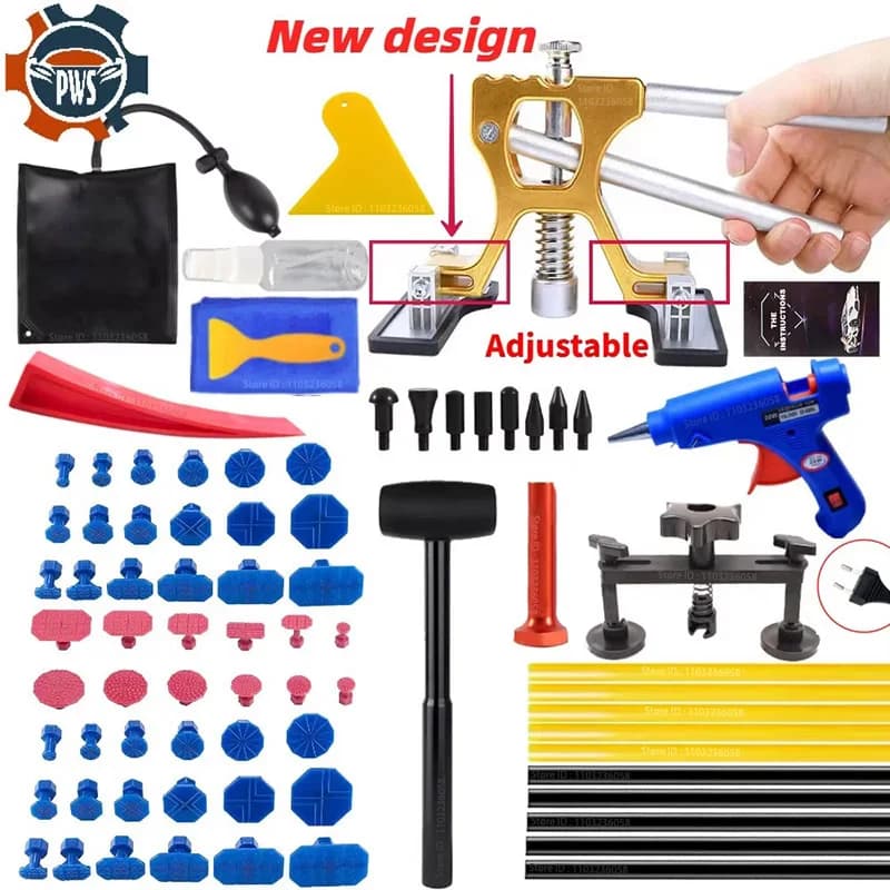 PWS New Adjustable Car Dent Repair Tools Glue Gun Auto Dent Removal Kit Automotive Paintless Dent Repair Kit for Vehicle
