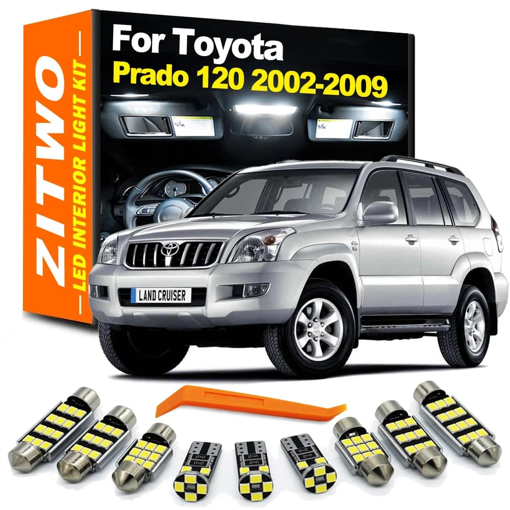 ZITWO 17Pcs Complete LED Bulb Interior Reading Door Light Kit For Toyota Prado 120 LC120 2002 2003 2004 2005 2006 2007 2008 2009