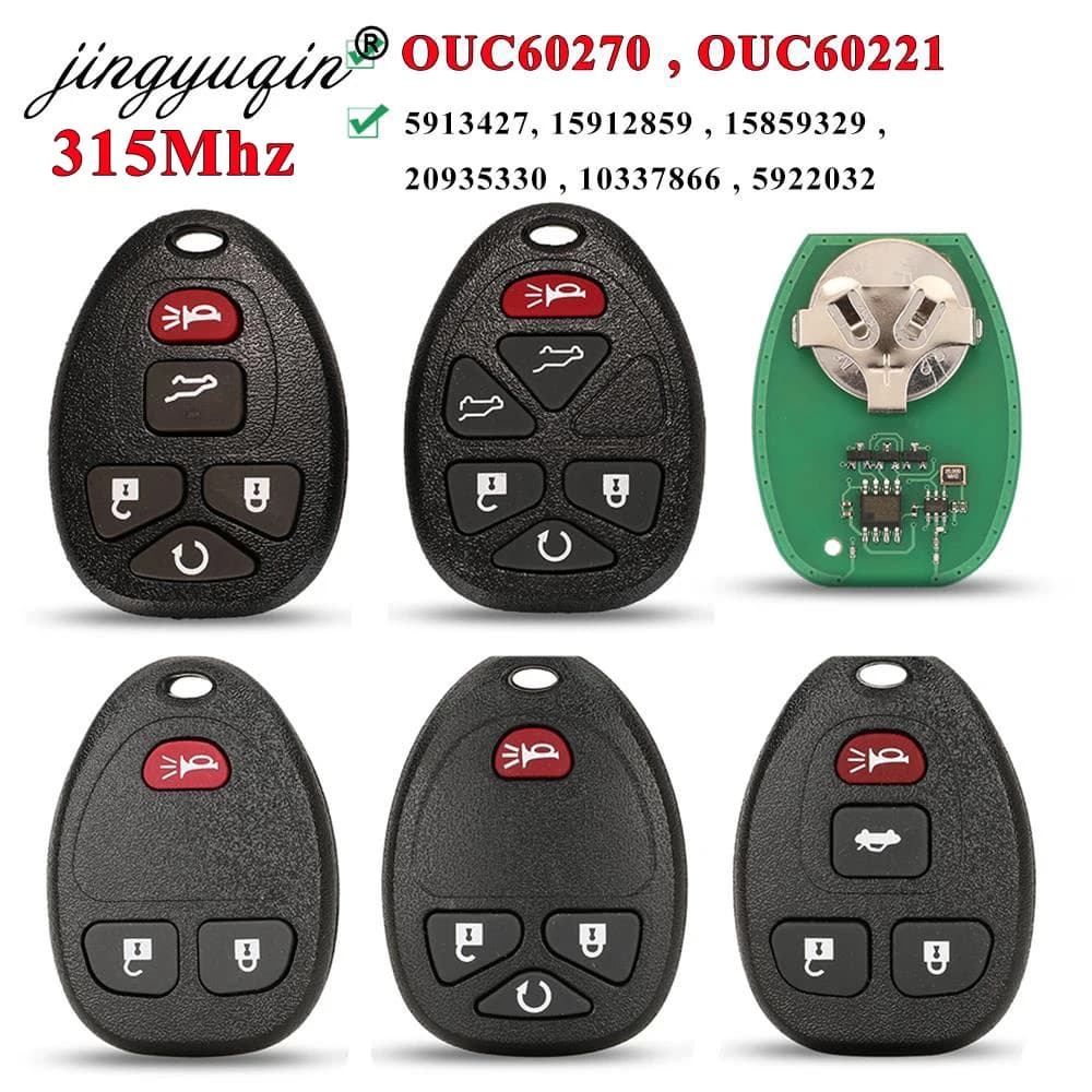 jingyuqin 315Mhz OUC60270 5/6 Buttons Remote Control Keyless Entry Car Key Fob for Buick Chevrolet Cadillac GMC Saturn