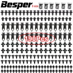 190pcs Car Retainer Clips 6 Sizes Fasteners Automotive Plastic Clips Kit Auto Trim Panel Clip Mixed Car Body Bumper Rivet