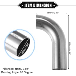 UXCELL 1Pc 19mm 25mm 32mm 38mm 63mm 90° Bend Elbow Pipe Tube DIY Exhaust Pipe Air Intake Tube for Car 304 Stainless Steel