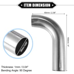 UXCELL 1Pc 19mm 25mm 32mm 38mm 63mm 90° Bend Elbow Pipe Tube DIY Exhaust Pipe Air Intake Tube for Car 304 Stainless Steel