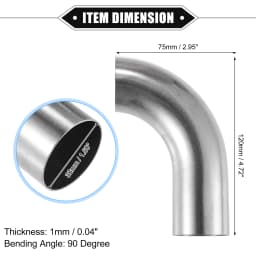 UXCELL 1Pc 19mm 25mm 32mm 38mm 63mm 90° Bend Elbow Pipe Tube DIY Exhaust Pipe Air Intake Tube for Car 304 Stainless Steel
