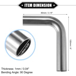 UXCELL 1Pc 19mm 25mm 32mm 38mm 63mm 90° Bend Elbow Pipe Tube DIY Exhaust Pipe Air Intake Tube for Car 304 Stainless Steel