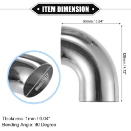UXCELL 1Pc 19mm 25mm 32mm 38mm 63mm 90° Bend Elbow Pipe Tube DIY Exhaust Pipe Air Intake Tube for Car 304 Stainless Steel