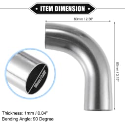 UXCELL 1Pc 19mm 25mm 32mm 38mm 63mm 90° Bend Elbow Pipe Tube DIY Exhaust Pipe Air Intake Tube for Car 304 Stainless Steel