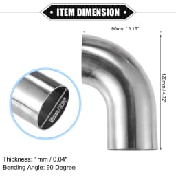 UXCELL 1Pc 19mm 25mm 32mm 38mm 63mm 90° Bend Elbow Pipe Tube DIY Exhaust Pipe Air Intake Tube for Car 304 Stainless Steel