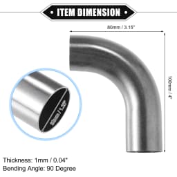 UXCELL 1Pc 19mm 25mm 32mm 38mm 63mm 90° Bend Elbow Pipe Tube DIY Exhaust Pipe Air Intake Tube for Car 304 Stainless Steel