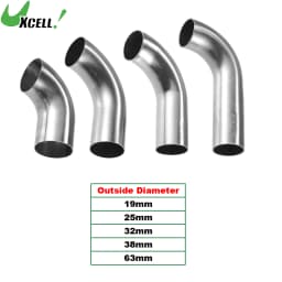 UXCELL 1Pc 19mm 25mm 32mm 38mm 63mm 90° Bend Elbow Pipe Tube DIY Exhaust Pipe Air Intake Tube for Car 304 Stainless Steel