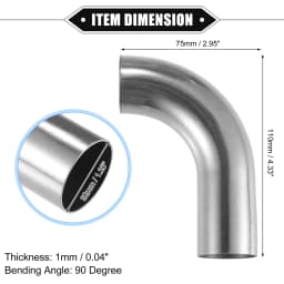 UXCELL 1Pc 19mm 25mm 32mm 38mm 63mm 90° Bend Elbow Pipe Tube DIY Exhaust Pipe Air Intake Tube for Car 304 Stainless Steel