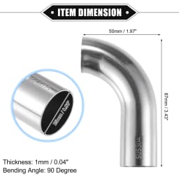 UXCELL 1Pc 19mm 25mm 32mm 38mm 63mm 90° Bend Elbow Pipe Tube DIY Exhaust Pipe Air Intake Tube for Car 304 Stainless Steel