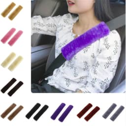2pcs Universal Car Seat Belt Cover Adjustable Plush Car Safety Belt Cover Shoulder Pad for Kids Adults Car Interior Accessories