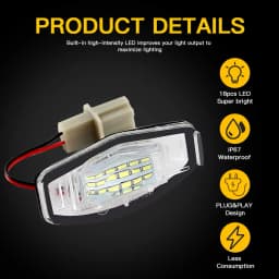 2pcs 18 SMD White LED Number License Plate Lamp For Acura RL TSX RDX Honda Civic Accord City 4D Legend LED Light Bulb